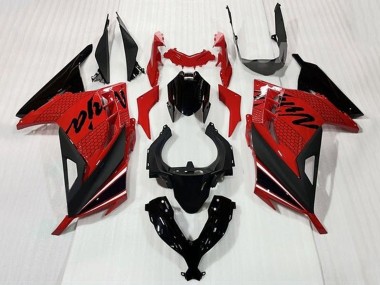 Custom 2013-2024 Kawasaki EX300 Motorcycle Fairings - Red Black White Stripe