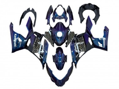 Custom 2018-2024 Kawasaki Ninja 400 Motorcycle Fairings - Blue White Honeycomb