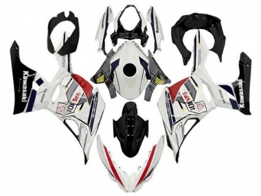 Custom 2018-2024 Kawasaki Ninja 400 Motorcycle Fairings - White Grey Yellow Red Black Stripe