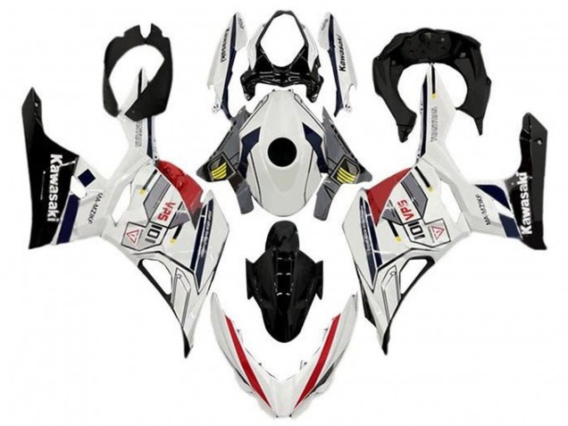 2018-2024 Kawasaki Ninja 400 Motorcycle Fairings - White Grey Yellow Red Black Stripe