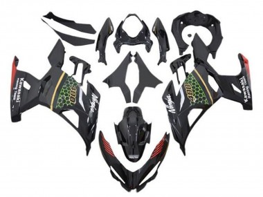 Custom 2018-2024 Kawasaki Ninja 400 Motorcycle Fairings - Black Green Red Yellow Honeycomb