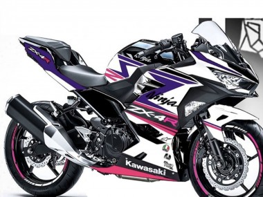 Custom 2018-2024 Kawasaki Ninja 400 Motorcycle Fairings - White Purple Pink