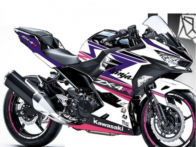 2018-2024 Kawasaki Ninja 400 Motorcycle Fairings - White Purple Pink