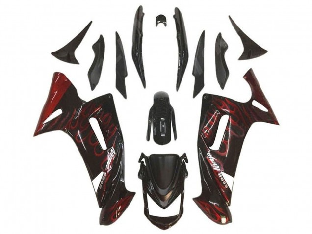 2006-2008 Kawasaki Ninja 650 EX650 Motorcycle Fairings - Glossy Black Red Flame
