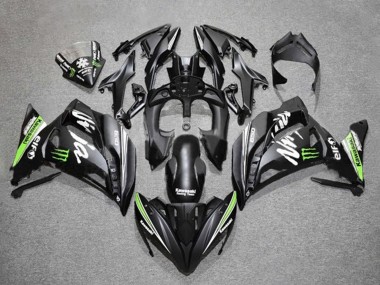 Custom 2017-2019 Kawasaki Ninja 650 EX650 Motorcycle Fairings - Matte Black Green White Monster