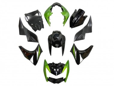 Custom 2007-2009 Kawasaki Z1000 Motorcycle Fairings - Green Glossy Black Silver