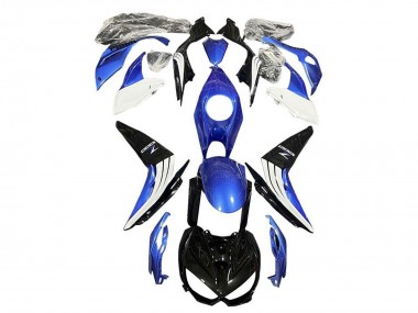Custom 2014-2019 Kawasaki Z1000 Motorcycle Fairings - Blue White Glossy Black
