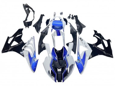 Custom 2009-2014 BMW S1000RR Motorcycle Fairings - White Blue Glossy Black HP