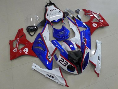 Custom 2009-2014 BMW S1000RR Motorcycle Fairings - White Red Blue HP