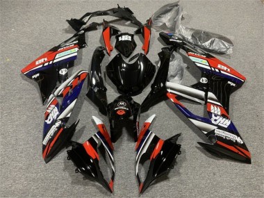 Custom 2015-2016 BMW S1000RR Motorcycle Fairings - White Red Blue Glossy Black Stripe