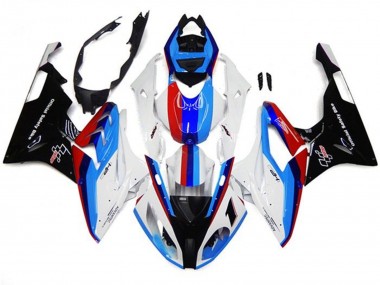 Custom 2017-2018 BMW S1000RR Motorcycle Fairings - White Blue Red Black Stripe