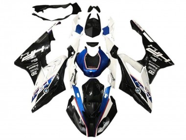 Custom 2017-2018 BMW S1000RR Motorcycle Fairings - White Blue Glossy Black HP