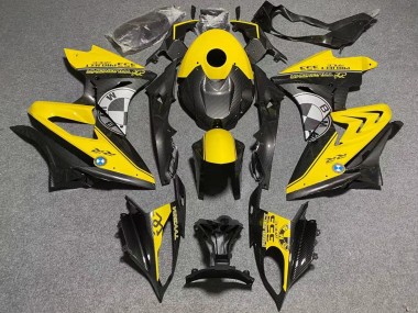 Custom 2017-2018 BMW S1000RR Motorcycle Fairings - Yellow Faux Carbon Fiber