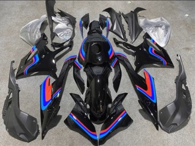 Custom 2019-2022 BMW S1000RR Motorcycle Fairings - Black Double Blue Red