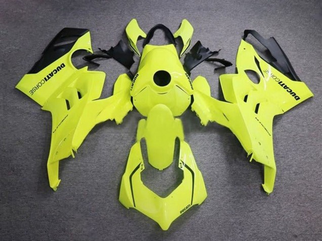 2020-2021 Ducati Panigale V4 V4S Motorcycle Fairings - Neon Yellow Glossy Black Corse