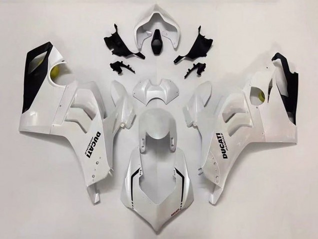 2020-2021 Ducati Panigale V4 V4S Motorcycle Fairing - Pearl White Glossy Black