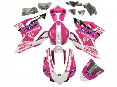 Custom 2011-2014 Ducati Panigale 899/1199 Motorcycle Fairings - Pink White Glossy Black Fiamm