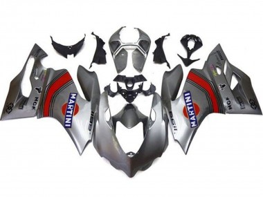 Custom 2011-2014 Ducati Panigale 1199 Motorcycle Fairings - Silver Red Blue Martini