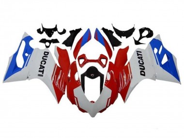 Custom 2011-2014 Ducati Panigale 1199 Motorcycle Fairings - White Red Blue