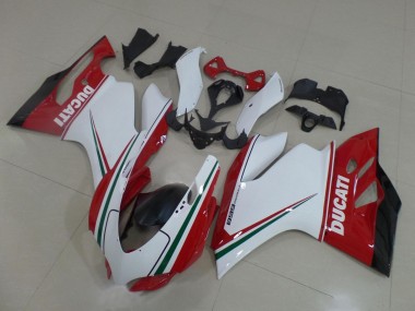 Custom 2011-2014 Ducati Panigale 899 Motorcycle Fairings - White Red Green Glossy Black