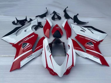 Custom 2011-2014 Ducati Panigale 1199 Motorcycle Fairings - White Red Glossy Black