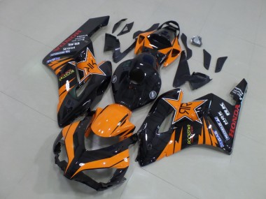 Custom 2004-2005 Honda CBR1000RR Motorcycle Fairings - Orange Glossy Black Rockstar