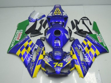 Custom 2004-2005 Honda CBR1000RR Motorcycle Fairings - Blue Yellow Green MoviStar