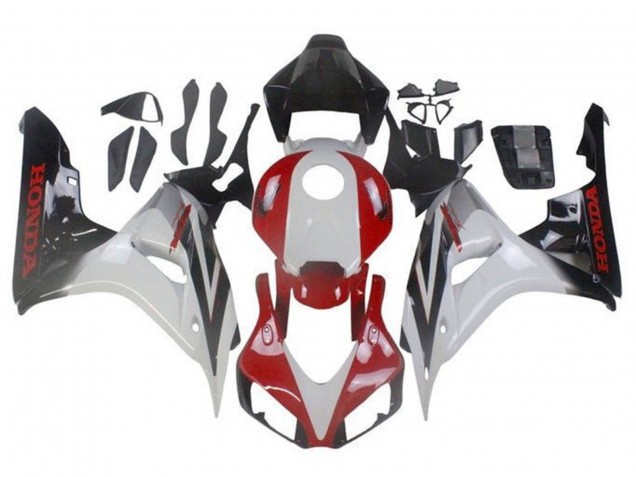2006-2007 Honda CBR1000RR Motorcycle Fairings - White Red Glossy Black Fade