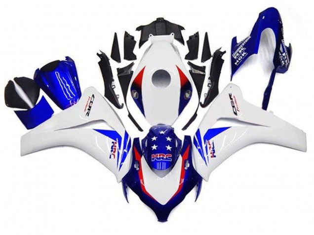 2008-2011 Honda CBR1000RR Motorcycle Fairings - White Red Blue Star HRC