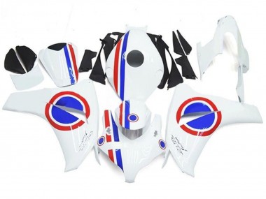Custom 2008-2011 Honda CBR1000RR Motorcycle Fairings - White Red Blue Stripe