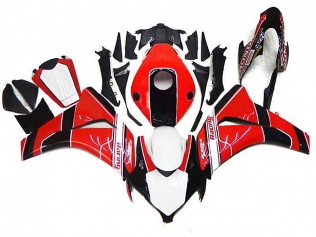 2008-2011 Honda CBR1000RR Motorcycle Fairings - Red White Glossy Black Stripe