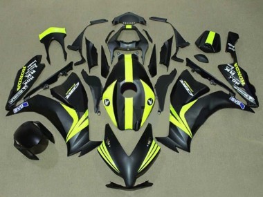 Custom 2012-2016 Honda CBR1000RR Motorcycle Fairings - Matte Black Yellow Stripe