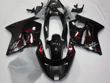 Custom 1996-2007 Honda CBR1100XX Blackbird Motorcycle Fairing - Glossy Black Red Flame