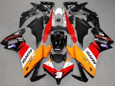 Custom 2013-2015 Honda CBR500R Motorcycle Fairings - Orange White Red Glossy Black Repsol