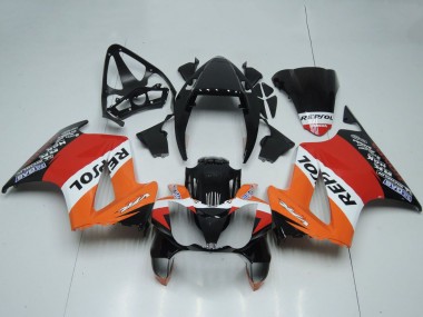 Custom 2002-2013 Honda VFR 800 Motorcycle Fairings - Orange White Red Glossy Black Repsol