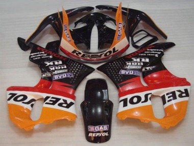 Custom 1996-1997 Honda CBR900RR 893 Motorcycle Fairings - Orange White Red Glossy Black Repsol