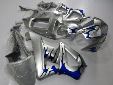 Custom 2000-2001 Honda CBR900RR 929 Motorcycle Fairings - Silver Blue Tribal