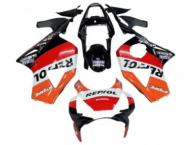 Custom 2002-2003 Honda CBR900RR 954 Motorcycle Fairings - White Orange Red Glossy Black Repsol