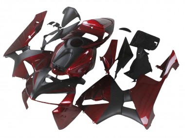 Custom 2005-2006 Honda CBR600RR Motorcycle Fairings - Maroon Red Matte Black