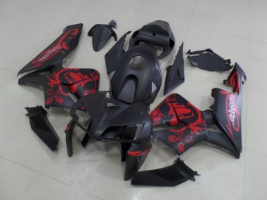 Custom 2005-2006 Honda CBR600RR Motorcycle Fairings - Matte Black Matte Red Gear