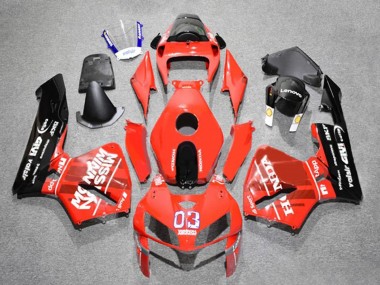 Custom 2005-2006 Honda CBR600RR Motorcycle Fairings - Red Black White 03