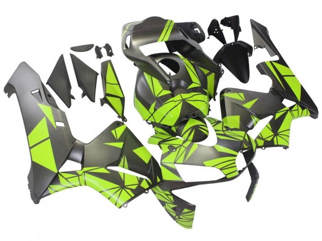 2003-2004 Honda CBR600RR Motorcycle Fairings - Neon Yellow Matte Grey