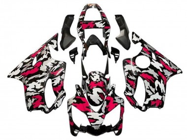 Custom 2001-2003 Honda CBR600 F4i Motorcycle Fairings - Black Red Grey Camouflage