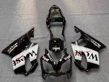 Custom 2001-2003 Honda CBR600 F4i Motorcycle Fairings - Glossy Black White West