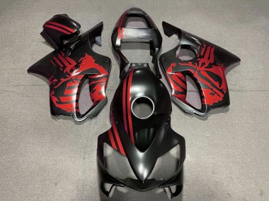 Custom 2001-2003 Honda CBR600 F4i Motorcycle Fairings - Red Matte Black Skull