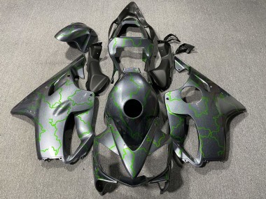 Custom 2001-2003 Honda CBR600 F4i Motorcycle Fairings - Silver Green Lightning