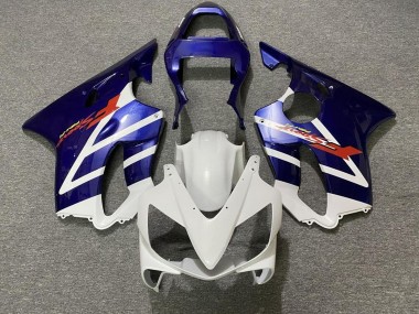 Custom 2001-2003 Honda CBR600 F4i Motorcycle Fairings - White Blue Stripe