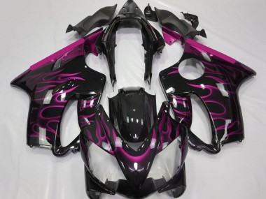 Custom 2004-2007 Honda CBR600 F4i Motorcycle Fairings - Glossy Black Pink Flame