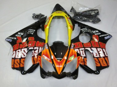 Custom 2004-2007 Honda CBR600 F4i Motorcycle Fairings - Yellow Orange Glossy Black Rossi