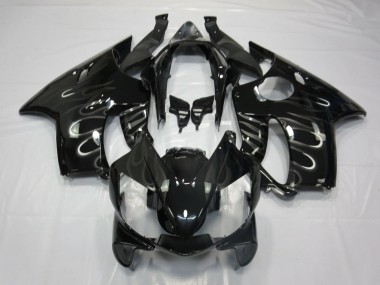 Custom 2004-2007 Honda CBR600 F4i Motorcycle Fairings - Glossy Black White Flame